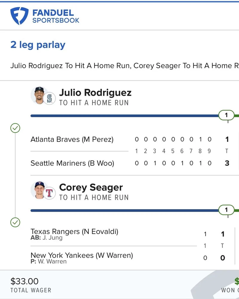 Selected +3036 home run parlay ticket